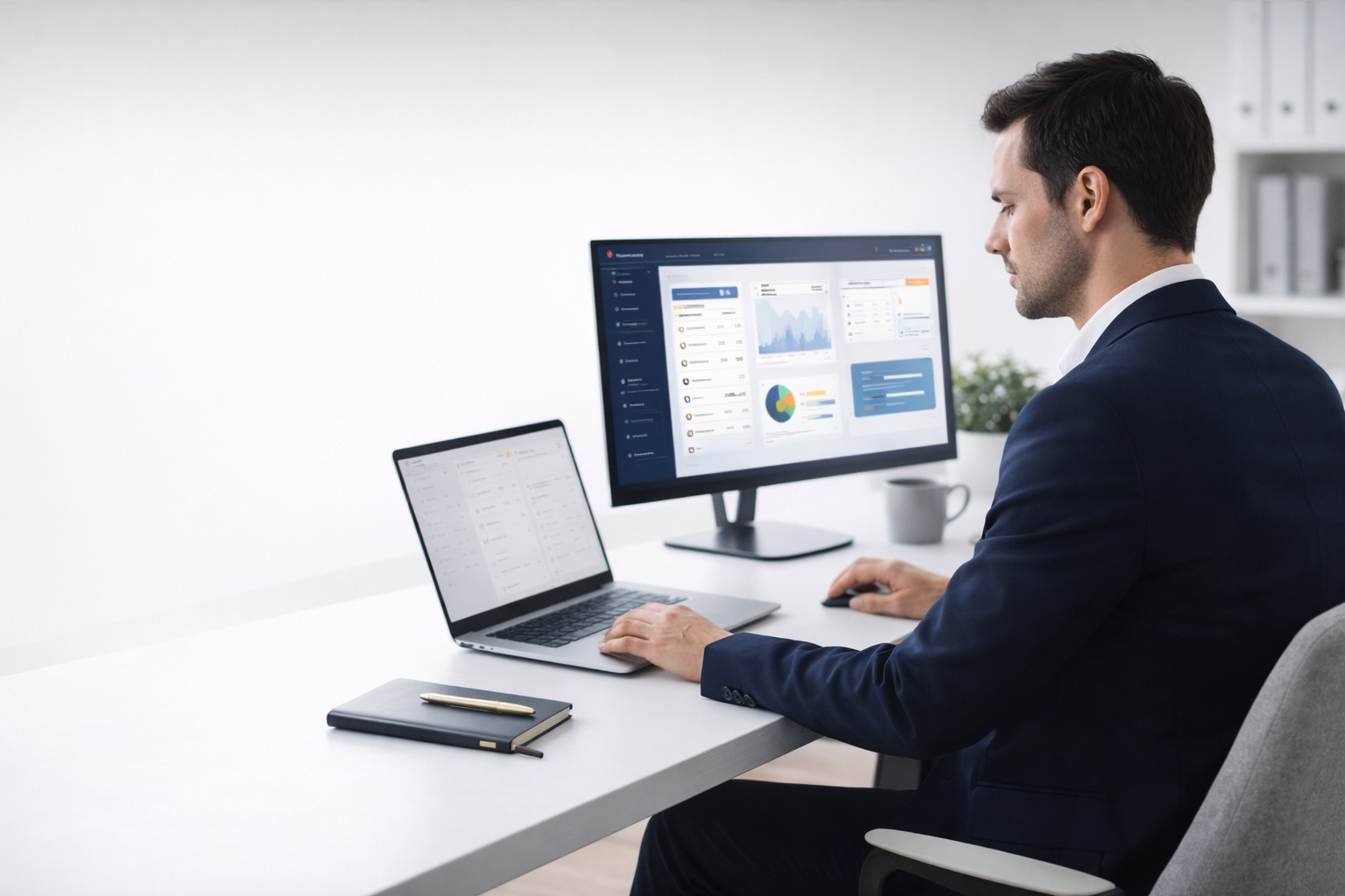 Mitarbeiter nutzt einen virtuellen Cloud Desktop