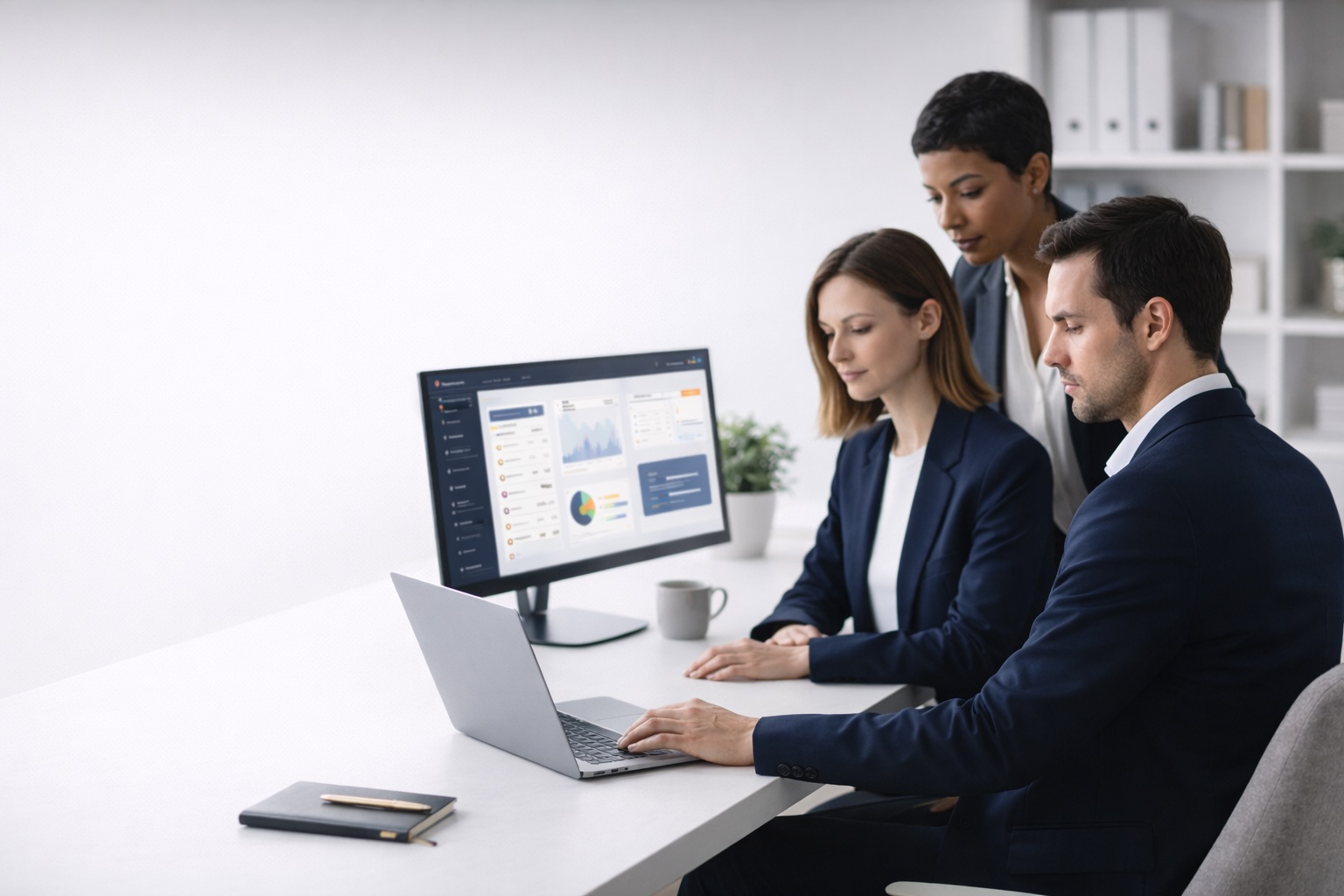 Team arbeitet gemeinsam am virtuellen Arbeitsplatz